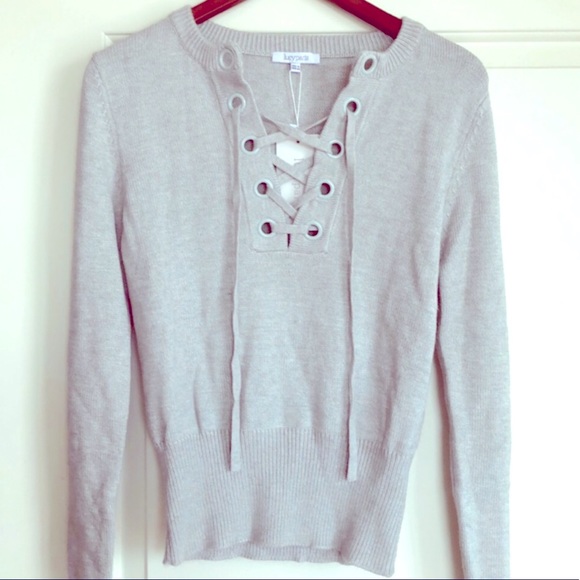 Lucy Paris Lace-up Tie Sweater | Revolve | Sz L - Picture 4 of 8